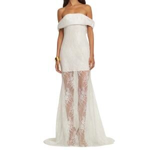 Giuseppe Di Morabito Lace Off Shoulder Lace Maxi Dress White 40 NEW